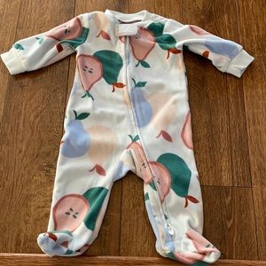 Carter's Fleece Zip Footie Sleep and Play Pears 3 months Baby Girl Baby Boy